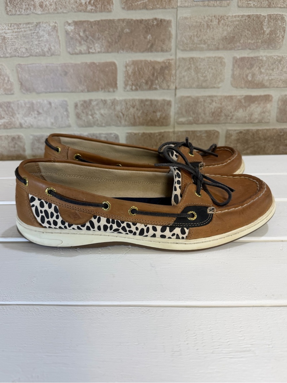 Sperry Authentic Original Leather Boat Shoes Cheetah Print Memory Foam Womens 11